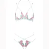 Set di reggiseni con ricamo rosa a pois, reggiseno in acciaio a rete, seno con apertura sul cavallo, abito vuoto, sexy, puro desiderio, lingerie da donna, bianco