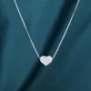 Sweet Cute Heart Pendant Sparkling Simple Fine Jewelry Real 100% 925 Sterling Silver Pave White Sapphire CZ Diamond Party Girls Women Clavicle Necklace Gift