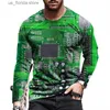 Erkek Tişörtler Uzun Slve T Shirt Unisex 3D Elektronik Çip CPU Baskı Tişörtleri Erkekler Giyim Moda Strtwear Komik Anakart Üstleri Y240321