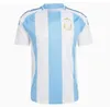 2024 2025 Argentinas Futebol Jerseys Fãs Jogador Versão MESSIS MAC ALLISTER DYBALA DI MARIA MARTINEZ DE PAUL MARADONA Homens e mulheres Camisa de futebol