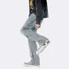 Jeans pour hommes High Street Summer Fashion Hip Hop Y2K Bouton Tendance Pantalon noir Slim Loose Straight Work