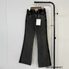Calças de brim femininas nanyou xiaoxiangjia 24ss início da primavera novo bolso pressão cola design marca de couro cintura alta micro la jeans byah
