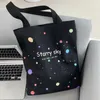 Alışveriş çantaları yıldızlı gökyüzü tuval çantası kadınlar için büyük kapasiteli tote alışveriş astronomik omuz yeniden kullanılabilir çanta eko