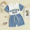 衣料品セット幼児の男の子の夏の服装文字刺繍半袖Tシャツとショートパンツ2ピースの休暇服セット