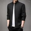 Men's Jackets Spring Autumn Harajuku Fashion Middle-aged Male Office Jacket Solid Casual Zipper Stand Collar Simple