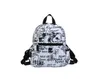 Crianças carta graffiti mochilas designer meninos meninas xadrez saco de ombro duplo moda crianças escola sacos casuais a9906