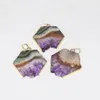 Fashion Jewelry Natural slice Purple Crystal Quartz necklace pendant male raw slab geode druzy amethysts stone pendant women 20101201b