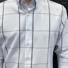 Camicie eleganti da uomo T-shirt di alta qualità per uomo a quadretti a maniche lunghe alla moda Top casual da lavoro bello da uomo