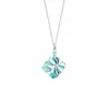 Designer 925 sterling silver tiffay and co gift box necklace plated with 18K platinum blue bow pendant collarbone chain