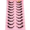 10pairs 3D Mink Eyelashes Invisible Band Lash Extension Natural False Cross Cluster Fairy Big Eye Long Fake Lashes 240311