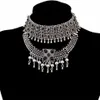 Bohemian Vintage Legering Zwarte Steen Choker Kettingen Voor Vrouwen Gypsy Tribal Turkse Chunky Ketting Festival Partij Sieraden Gift Cho2785