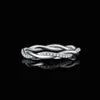 حلقات الكتلة Jewelrypalace Moissanite d Color Love Rope Infinity 925 Sterling Silver Fildable Band Ring For Woman Rose Rose Gold Plated L240315