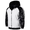 Men's Hoodies Winter Casual Black And White Coat With Hat Warm Long Sleeved Fashionable Male Zipper Hooded Clothes