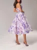 Casual Dresses Spaghetti Strap Dress For Women 2024 Fashion Sweet Sleeveless Summer Elegant Printing Fit And Flare Midi
