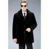 Winter Mink Grass Whole Coat Mens Haining Fur Hat Zipper Dads Wear