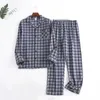 Design xadrez multi cores quente algodão flanela calças de mangas compridas pijamas para homens outono e inverno homewear pijamas conjuntos 240315