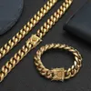 Vente en gros, chaîne remplie d'or 14 carats 18 carats, ensemble de colliers plaqués or pour hommes, bijoux cubains, collier en acier inoxydable, chaîne en or pour hommes