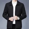 メンズジャケットメンジャケット春秋にフォーマルなビジネスカジュアルウェアのためのジッパークロージャーポケット付きエレガントなミッドエイジラペル