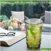 Wine Glasses Retro Heat Resistant Water Cup Colorf Glass Embossed Creative Whiskey Tea Straight Drink Mug Charming Drop Delivery Hom Dhqg6