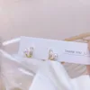 Studörhängen unika koreanska emaljpärl för kvinnor geometrisk c-typ piercing örat bröllop smycken delikat pendientes gåva