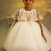 Abiti da ragazza Jill Wish Abito di lusso Fiori 3D Perline bianche Cape Duabi Baby Kids Matrimonio Compleanno Prima Comunione Abiti da festa 2024 J314