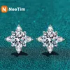Charm Neetim 1ct 6.5mm D Color Moissanite أقراط 925 Sterling Sliver with White Gold Placed Catring Jewelry for WomenL2403