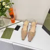 Luxe geklede schoenen Slingback hoge hakken Ondiep gesneden schoenen met veters Sandalen Halfhoge hak Zwarte mesh met sprankelende kristallen schoenen met print Leren enkelbandje Damespantoffels