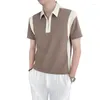 Herrpolos 2024 Summer Splice Polo Shirts For Men Short Sleeve Casual T-Shirts Half Zipper Business Social Shirt Clothing M-3XL