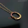 Ontwerper Tiffay en co Dezelfde stijl U-Lock ketting Double T Nieuw product Roze diamanten halve armband alles in één