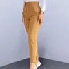 Calças femininas mulheres 2024 primavera chique moda bolsos laterais em linha reta vintage cintura alta zíper calças femininas mujer