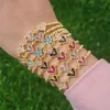 8Pcs Mothers Day Dainty Mini gold plated colorful crystal cz love heart charm bracelets for Mommy Birthday Gifts 240314