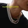Hip Hop mode gros bijoux chaîne de luxe pas cher prix plein de Zircon rose 10mm Moissanite chaîne à maillons cubains pour hommes