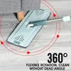 Platt Squeeze Mop med hink Handfri vridande golvrengöring Mikrofiberkuddar Våt eller torr användning på lövlaminat 240308