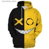 Herren Hoodies Sweatshirts Herren Mode Lässig Lustige Pullover Hip Hop Hoodies XOXO Muster Design Teufel Lächelndes Gesicht 3D-Druck Frühling Und Herbst Hoodie L240315