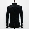 여자 정장 S-2XL 패션 블랙 스팽글 스플 라이스 슬림 핏 버튼 스타일 캐주얼 통근 반짝이는 코트 블레이저 스타리 스카이 재킷