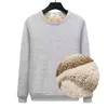 Sweat à capuche pour hommes, doublure en peluche épaisse, sweat-shirt à col rond, doublure polaire thermique avec col rond, pour Streetwear