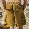 Men's Shorts Spring Summer Mens Cargo Patchwork Pockets Design Loose Short Pant Beach Style Men Vintage Solid Color Streetwear