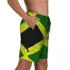 Herrshorts jamaicansk flaggbräda sommar svart grön gul rinnande strand manlig snabb torkning hawaii anpassade överdimensionerade badstammar