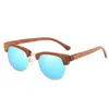 Sunglasses Bamboo And Wood Glasses Women's Wooden Metal Half Frame