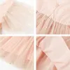 Robes de fille Robe de princesse fille avec paillettes robe en tulle pour mariage robe de bal taille haute manches papillon vestibule 4-16 ans 240315