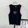 Miu Vest Дизайнерские женские майки оригинального качества Майки Love Letter Жаккардовый контрастный вязаный топ на бретелях для женщин Универсальный топ