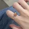 Trouwringen Punk Fun Lente Hond Ring Kinderen Cartoon Puppy Schattig Kpop Meisje Wijsvinger Verstelbare Open Ring voor nauwe vrienden van kinderen Q240315