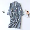 Service de nuit pour hommes Service de coton mince dames pyjamas de style japonais 2024 maison printemps crêpe hommes et chemise de nuit peignoir robe d'été