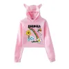 Rapper Humbe Esencia Crop Top for Teen Girls Streetwear Hip Hop Kawaii Cat Ear Harajuku Cropped Sweatshirt Pullover Tops