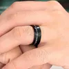 Trouwringen Newshe Zwarte Heren Ring Gehamerd 8mm Tungsten Carbide Trouwring voor Zijn Mode-sieraden Maat 8-13 Q240315