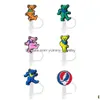 Drinken Sts Gratef Bear Sile St Toppers Accessoires Er Charms Herbruikbare Spatwaterdichte Stofplug Decoratief 8Mm Party Drop Delivery Otjpv