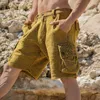 Men's Shorts Spring Summer Mens Cargo Patchwork Pockets Design Loose Short Pant Beach Style Men Vintage Solid Color Streetwear