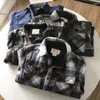 Men's Casual Shirts Heavyweight Flannel Plaid Winter Warm Sherpa Lined Thicken Coats Fleece Shirt Jacket Button Down Male Outwear