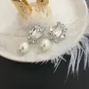 Till tyglar vintage fancy smycken Hight kvalitet kristallblomma pärlörhängen hårklipp kvinna boutique charm härlig bröllop gåva 240311