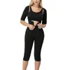 Shapers Femmes Yumdo Élastique Zip Up Taille Shaper Sous-Buste Minceur Body Contrôle Cuisse Shapewear Noir Sweat Plein Entraîneur